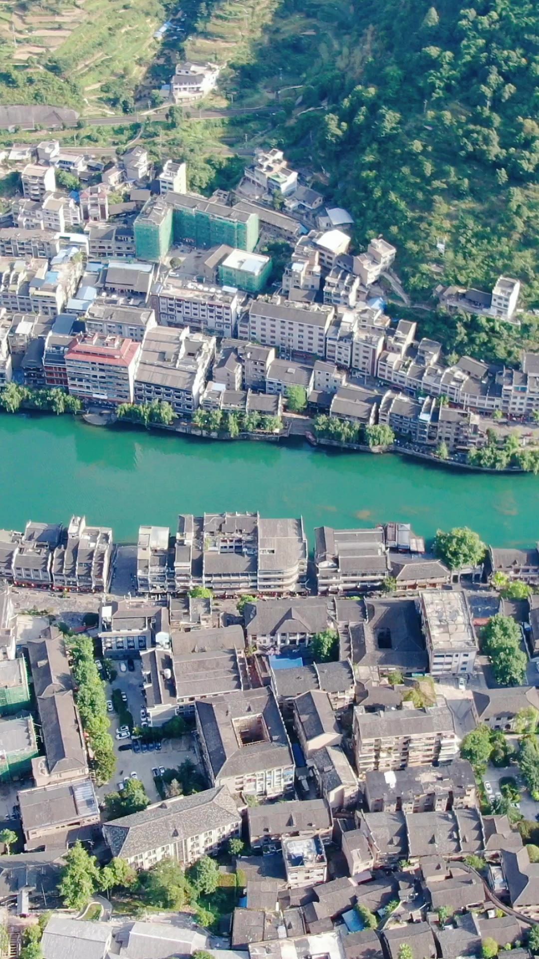 旅游景区贵州镇远古镇舞阳河竖屏航拍