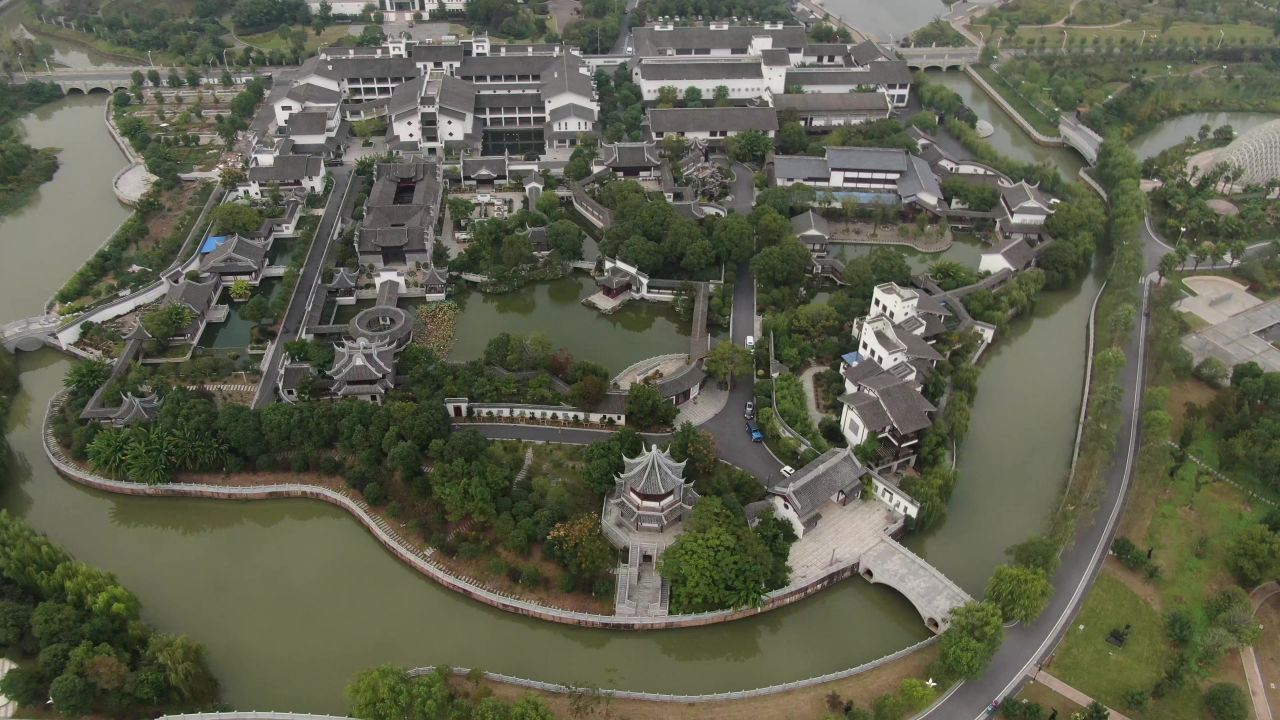  江西南昌八大三人梅湖景区航拍