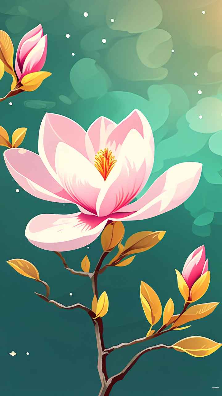 春季玉兰花扁平插画 11