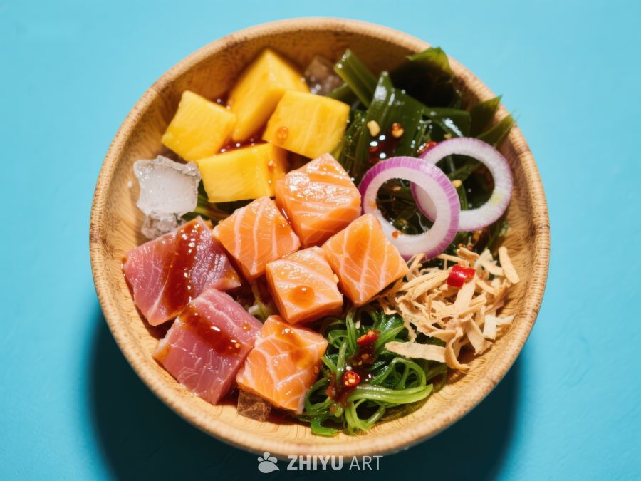 海鲜刺身碗，搭配芒果与紫洋葱 272