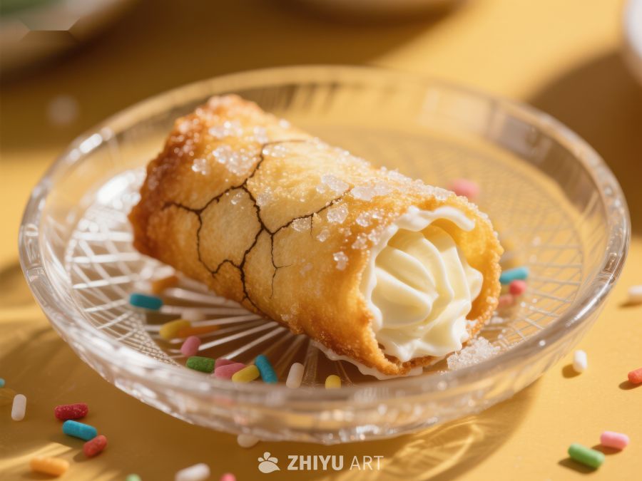 奶油馅饼卷，撒糖装饰