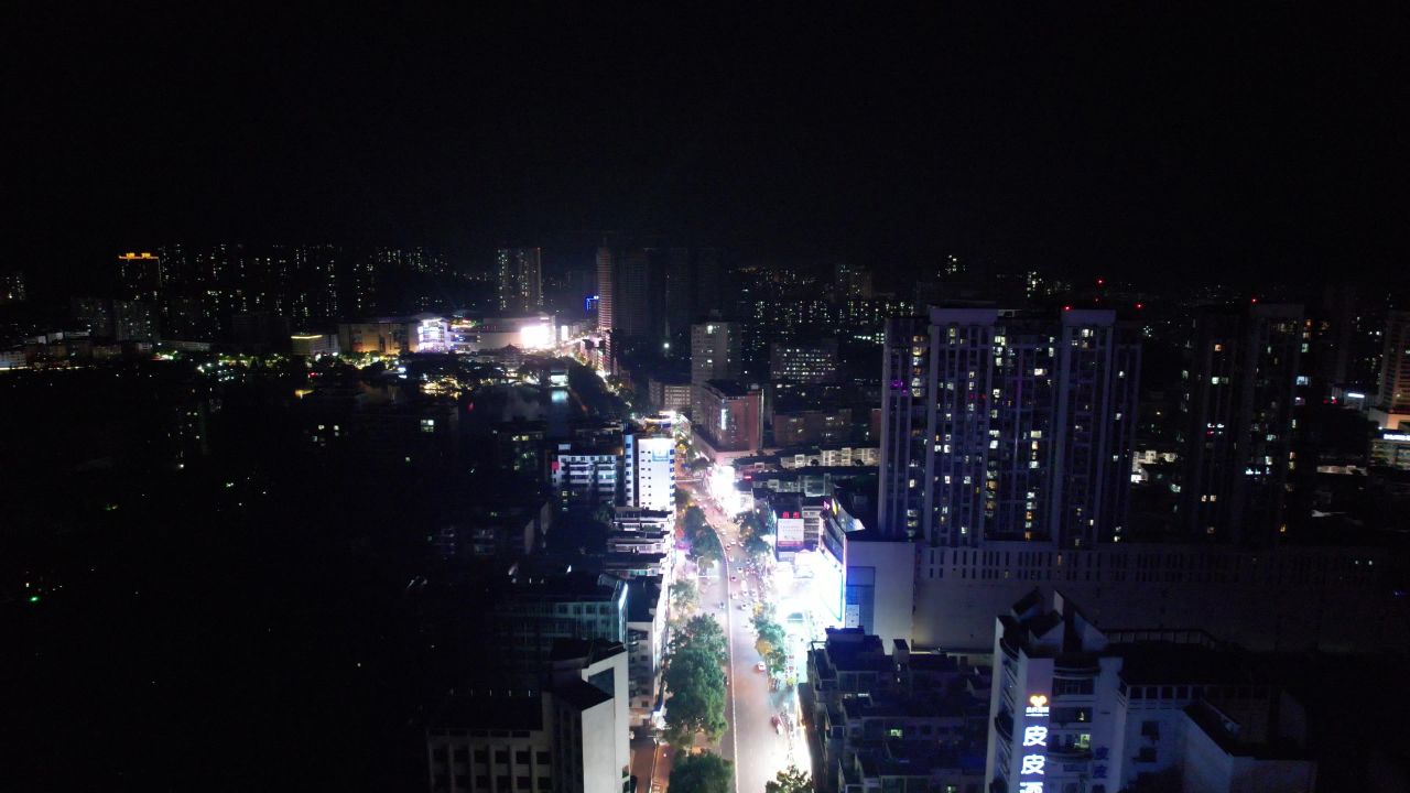 湖南郴州城市夜景灯光航拍