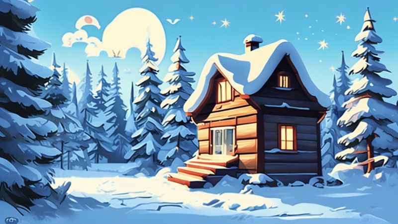 雪景唯美插画小屋 52