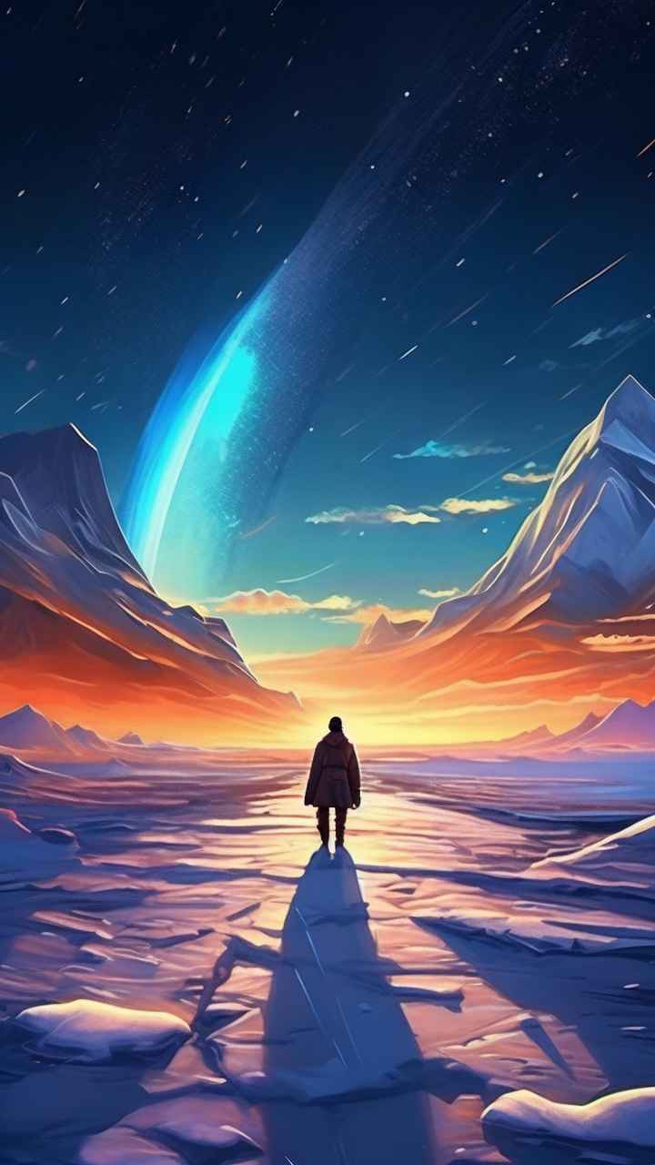 仙境广角冬日沙漠插画雪景 38