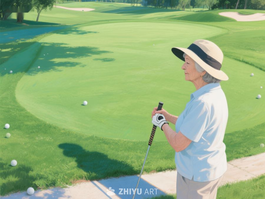 高尔夫练习场上的专注挥杆 67
