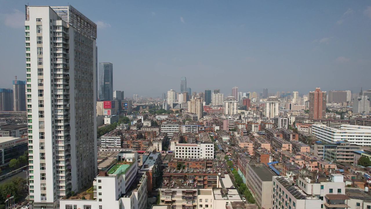 云南昆明城市交通航拍