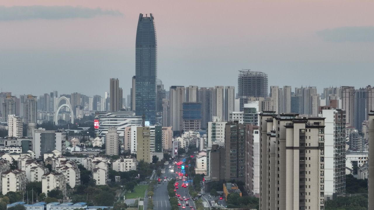4K航拍昆山城市日落风光大景 8