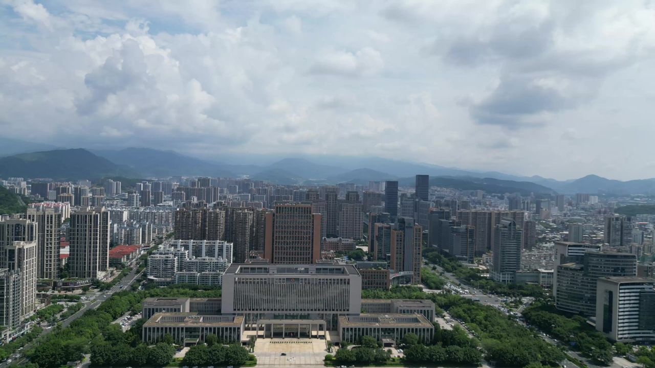 航拍福建龙岩城市建设龙岩风光