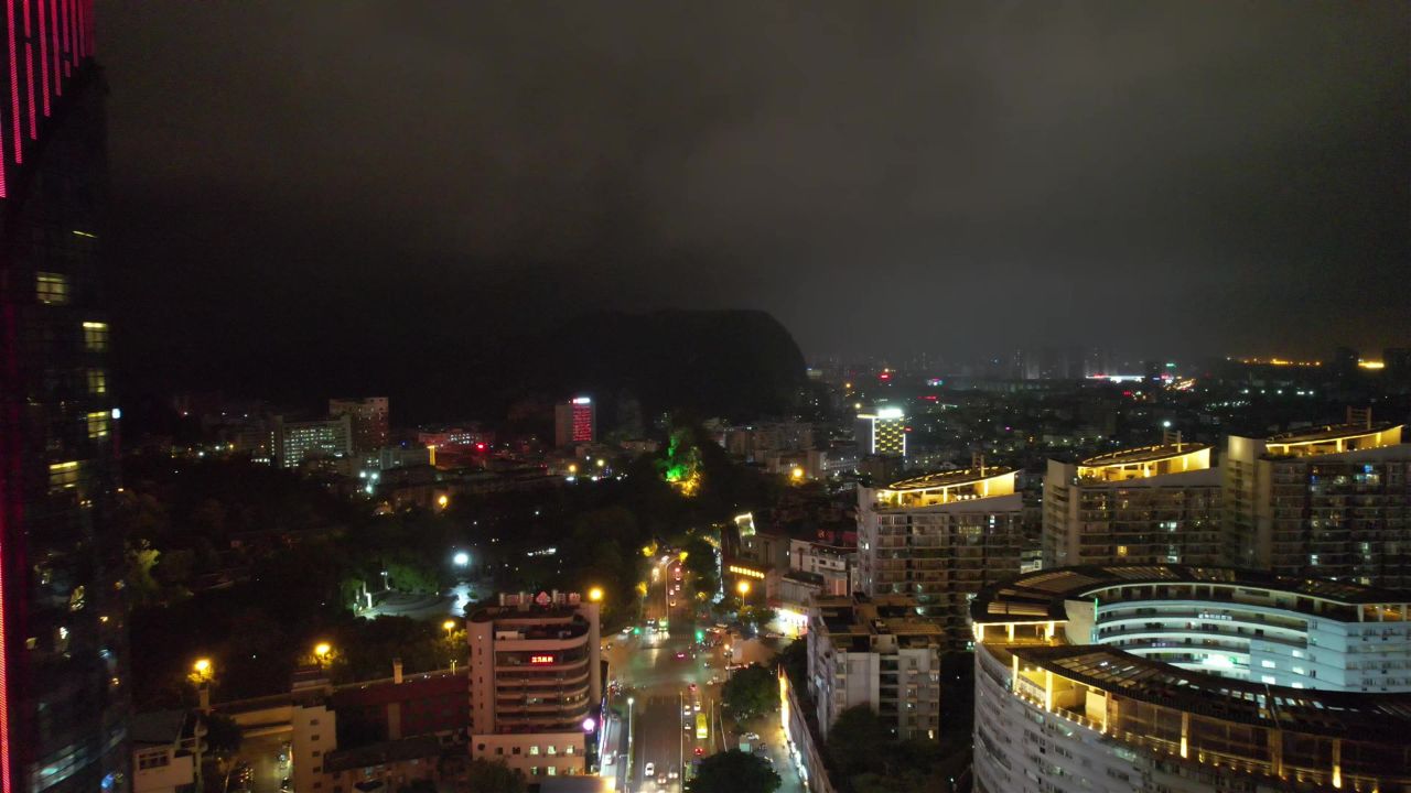 柳州城市夜景灯光航拍