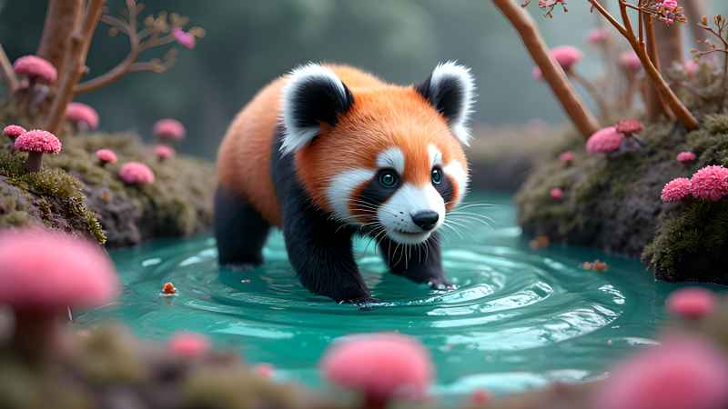户外可爱的熊猫在玩耍 5