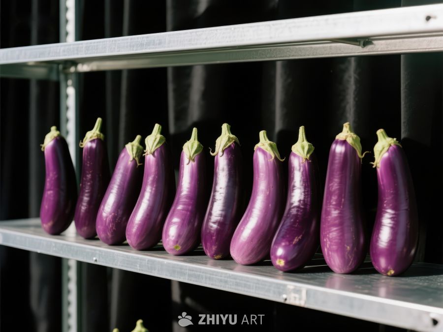 整齐排列的紫色茄子 375