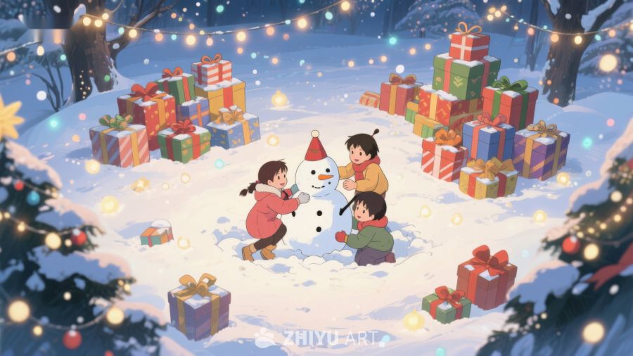 雪地里的圣诞礼物与欢乐时光 345