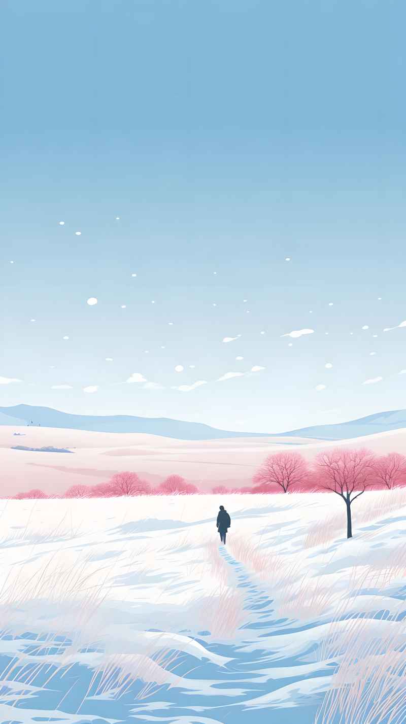 冬季唯美雪景创业插画 106