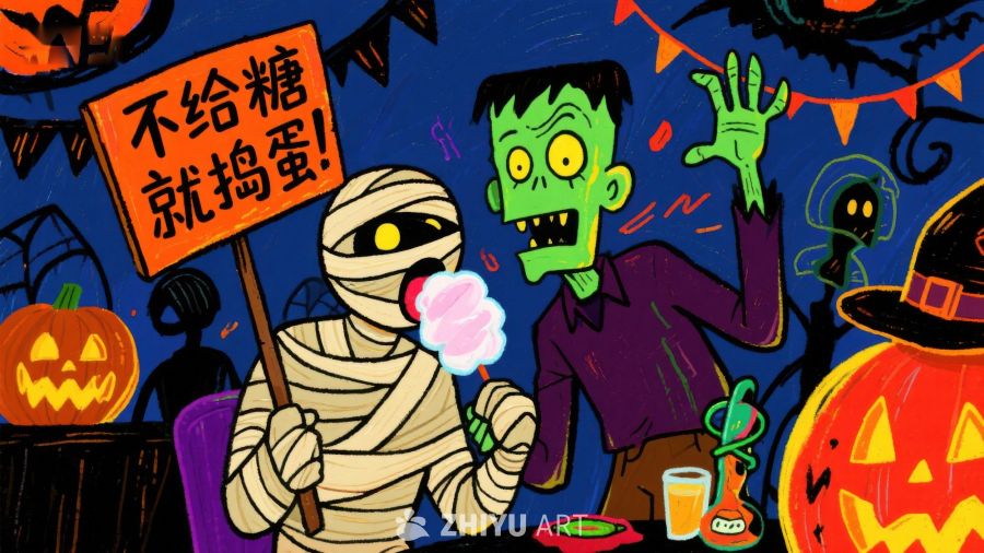 万圣节派对：木乃伊与僵尸的欢乐时光