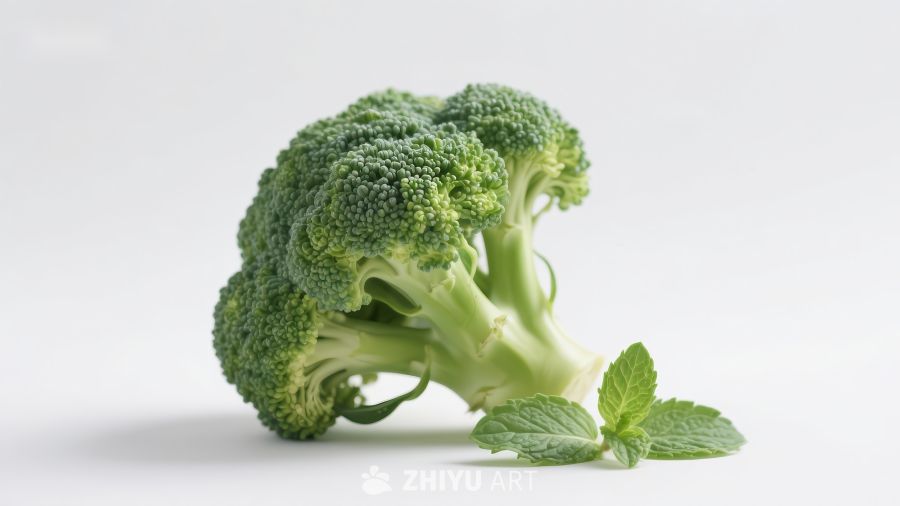 新鲜西兰花与薄荷叶