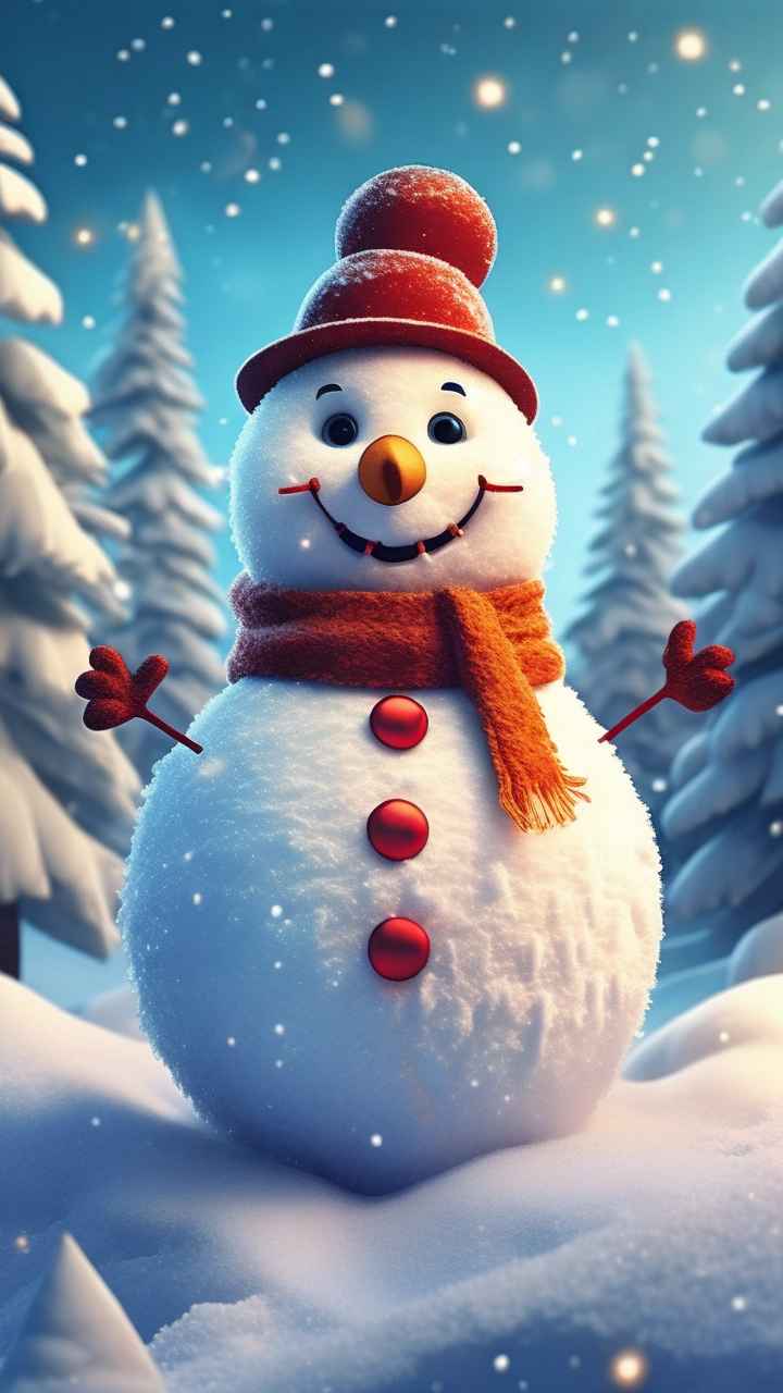 冬季插画雪人堆 61