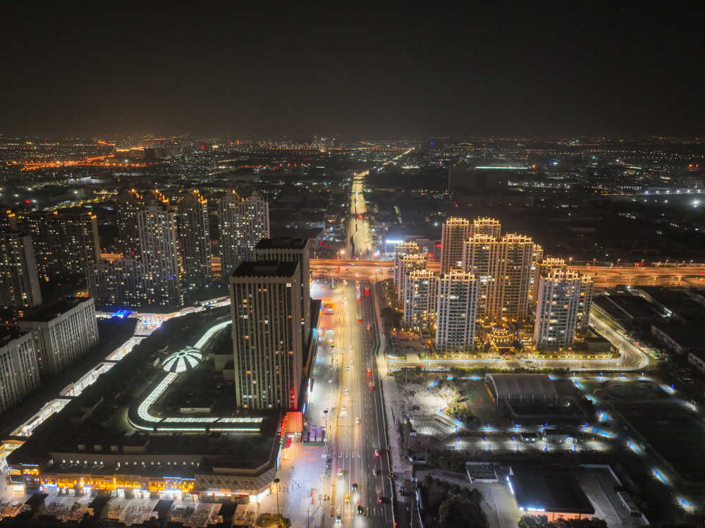 航拍昆山城市夜景