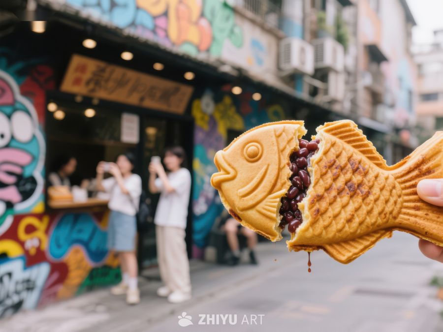 鱼形糕点，街头美食的创意呈现