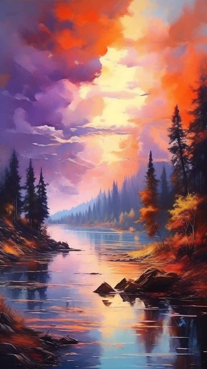 火烧云自然主题插画 22