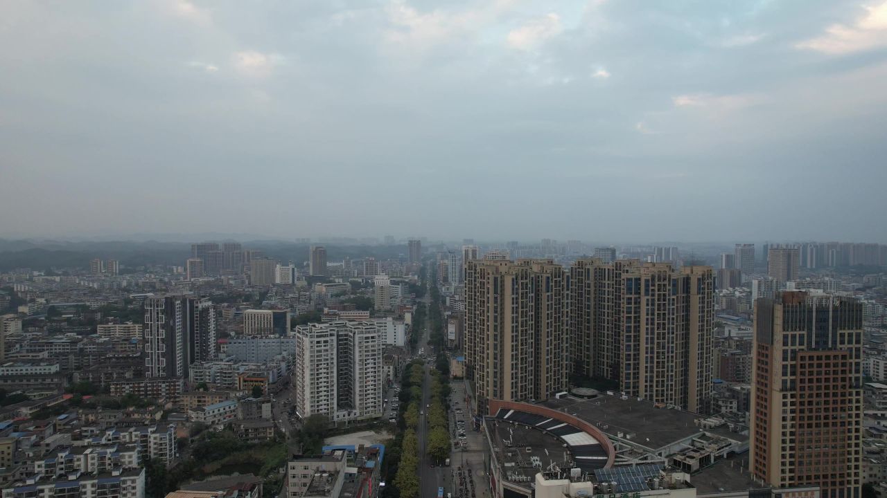 广西钦州城市高楼建筑交通航拍