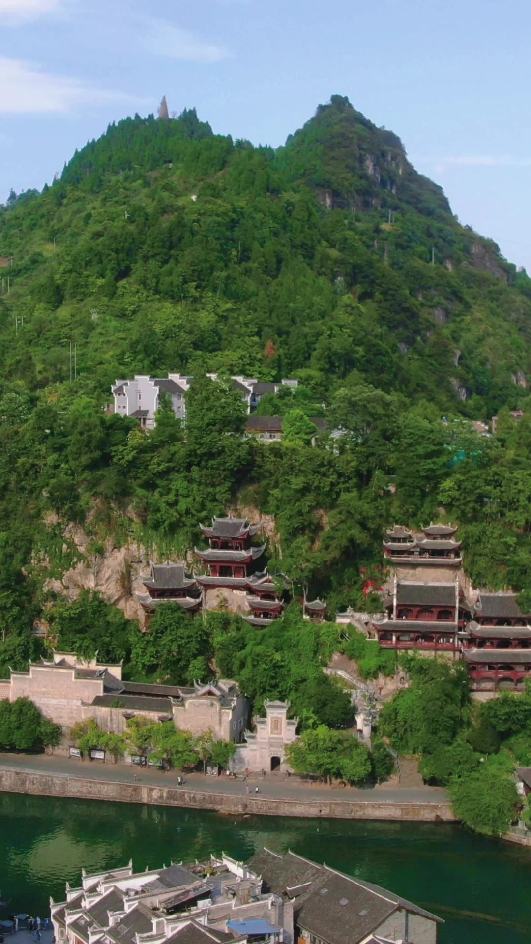 旅游景区贵州真元古镇舞阳河竖屏