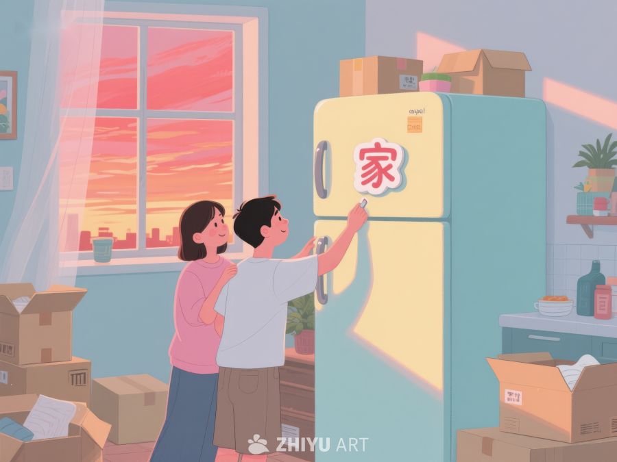 新家布置：情侣共同贴字装饰冰箱 955