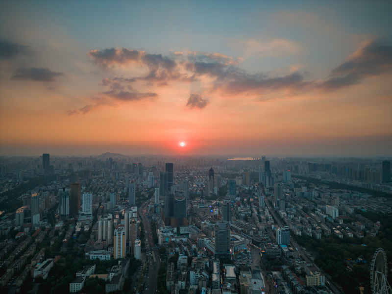安徽省合肥市城市日落夕阳晚霞