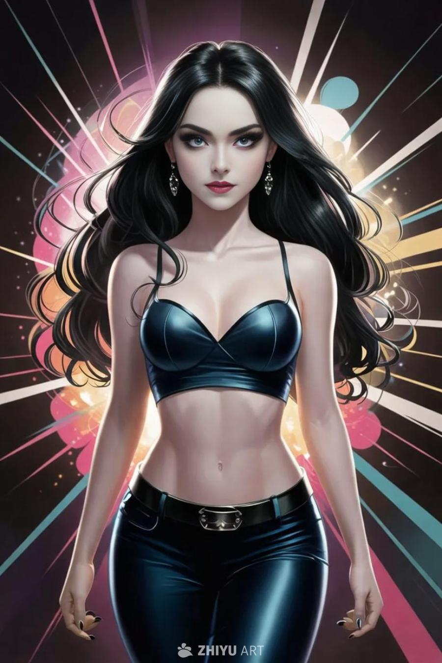 一个漫画风格的图像，描绘了一个25岁左右的年轻女性