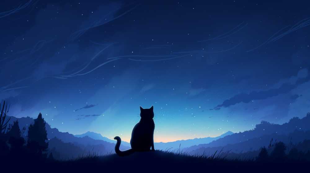 夜色下猫猫插画