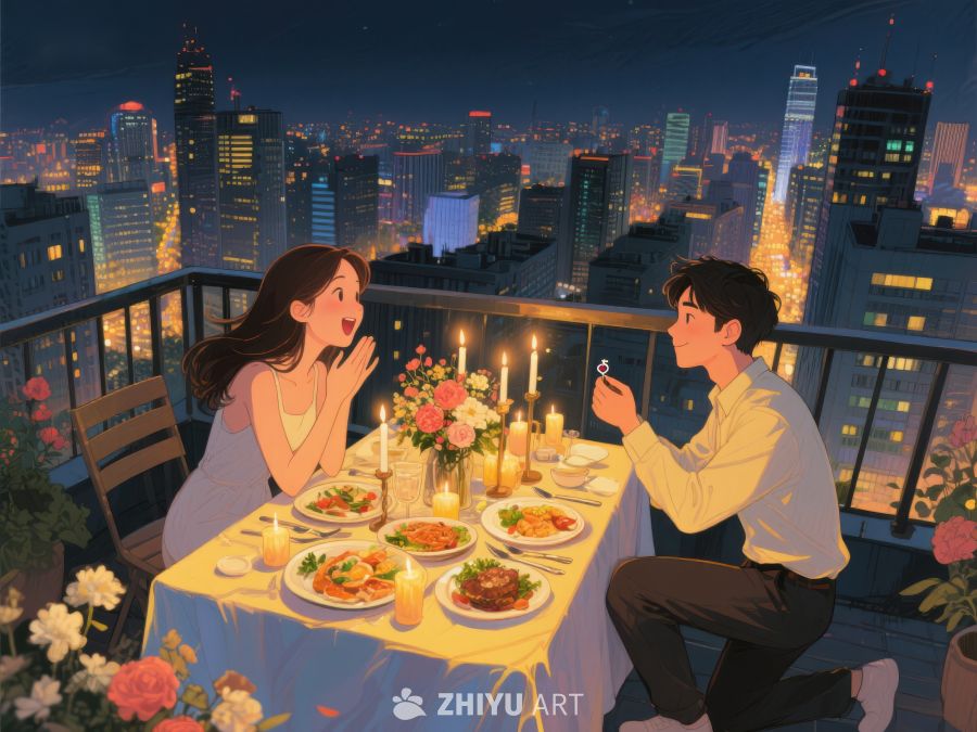 城市夜景下的浪漫求婚 11