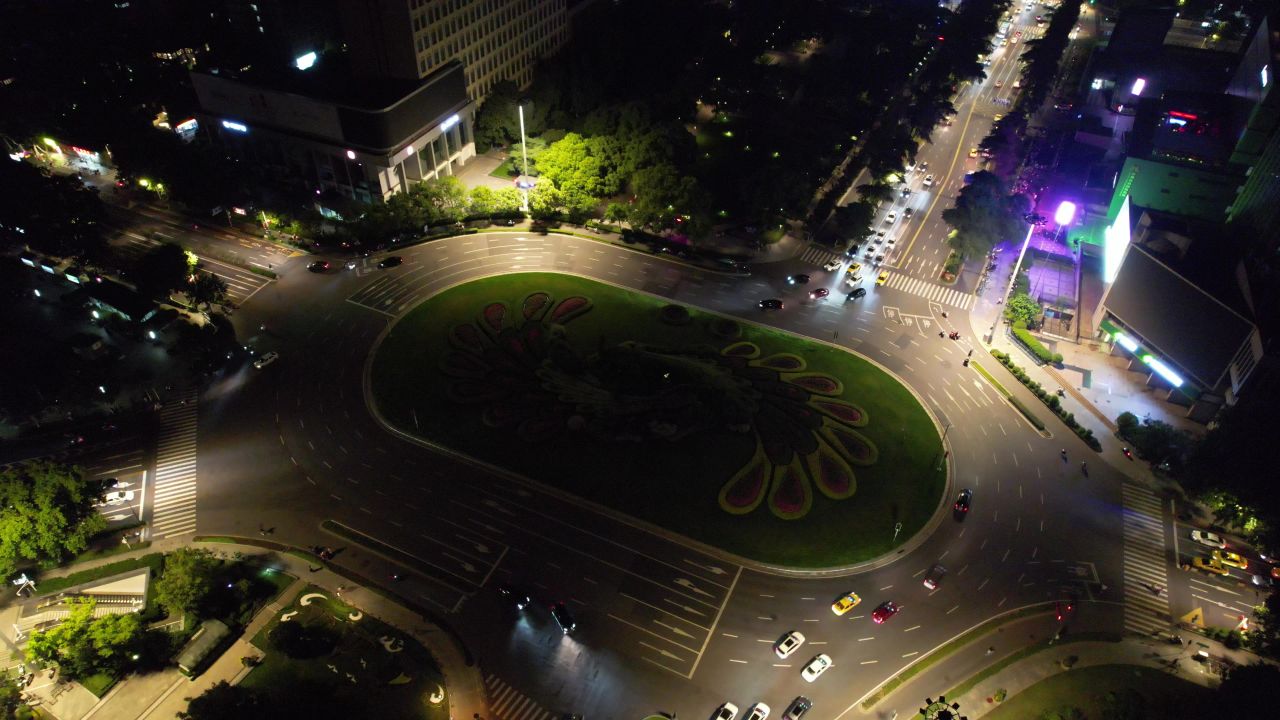 江苏南京城市夜景灯光航拍 