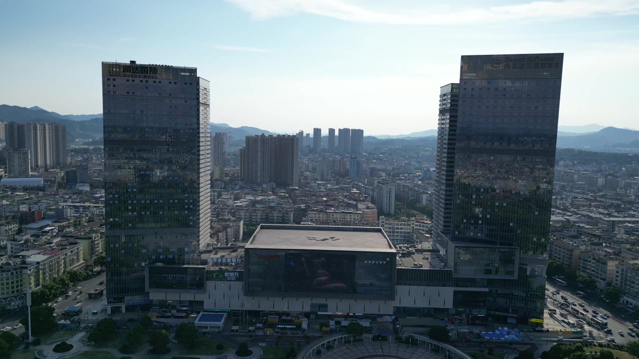 航拍江西萍乡城市风光萍乡建设