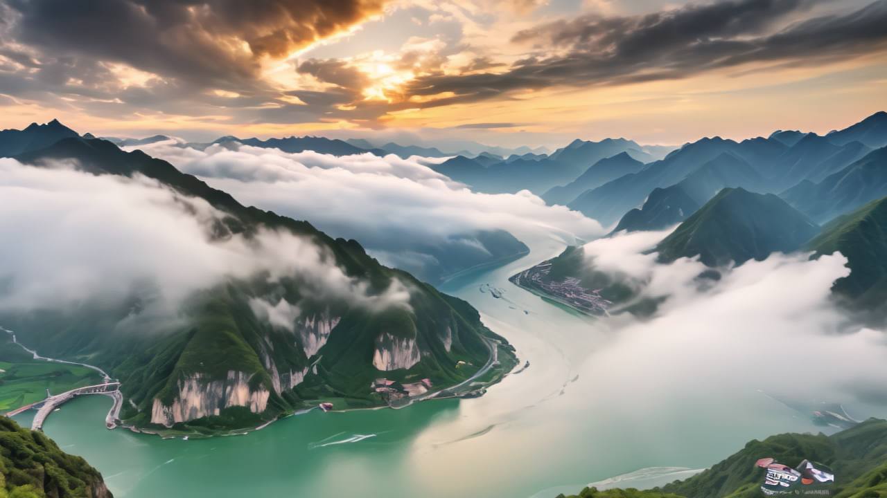长江三峡日出日落云海航拍延时 3