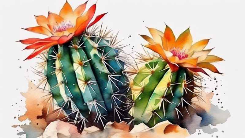 仙人掌自然植物插画 36