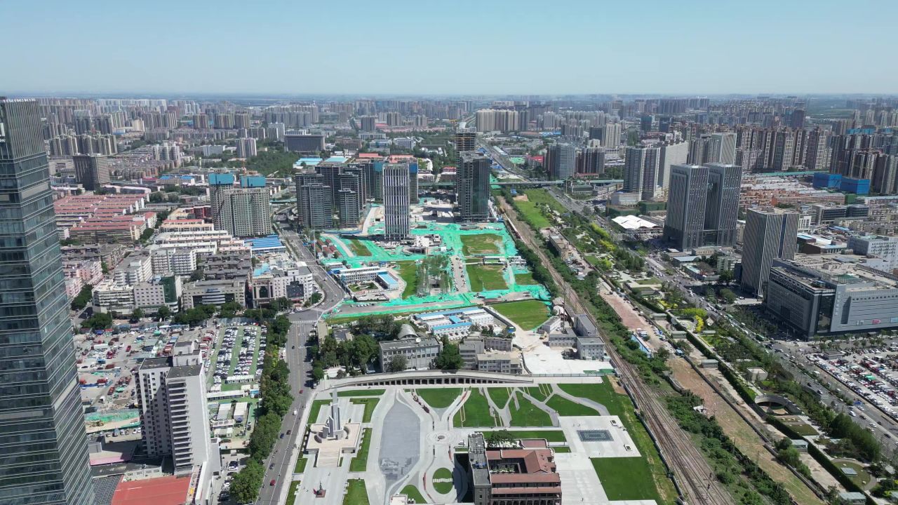 河北石家庄城市风光航拍 