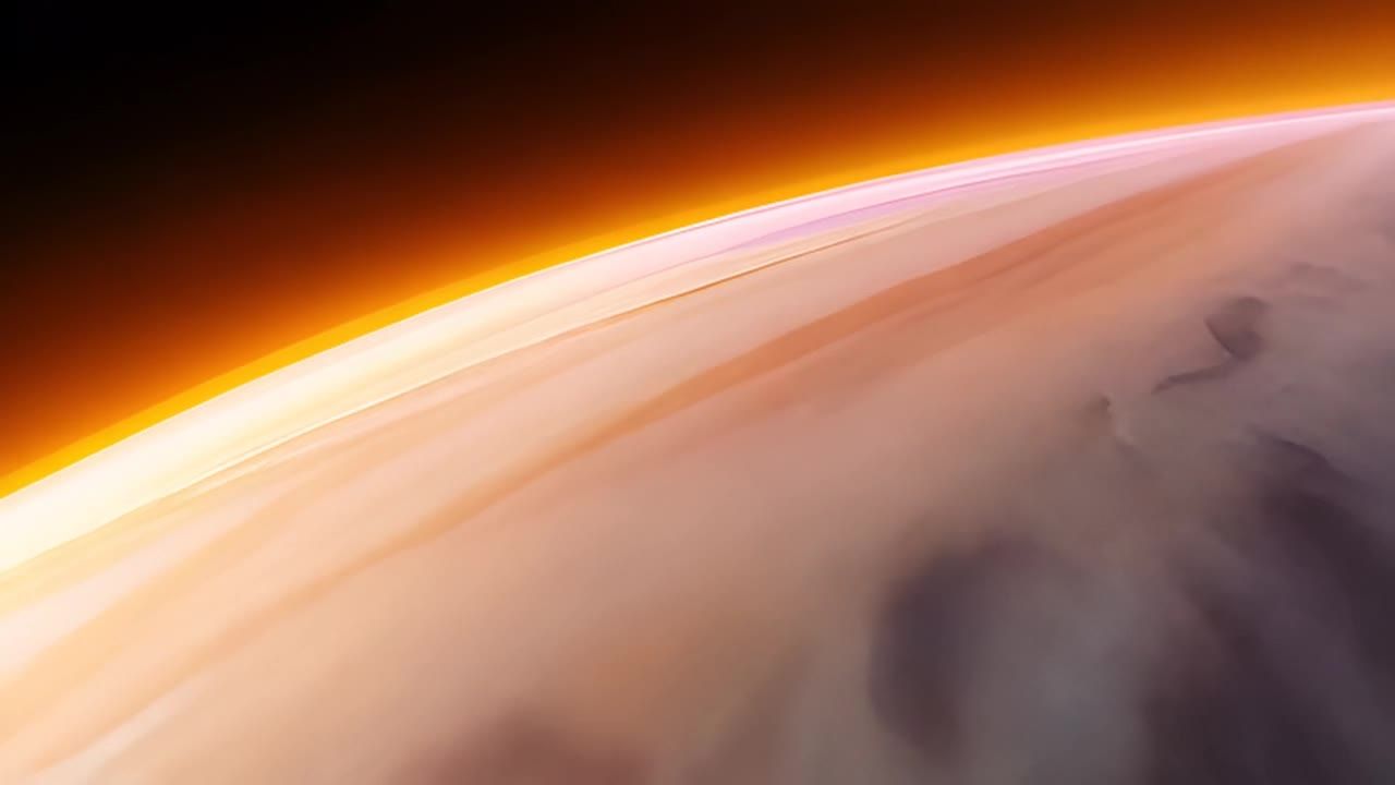 木星表面呈现出漩涡状的风。这颗气态巨行星的鲜明条带
