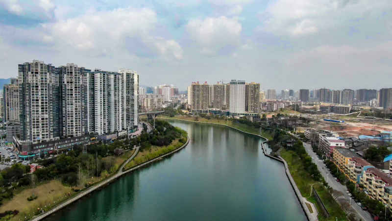 湖南怀化城市风光航拍 