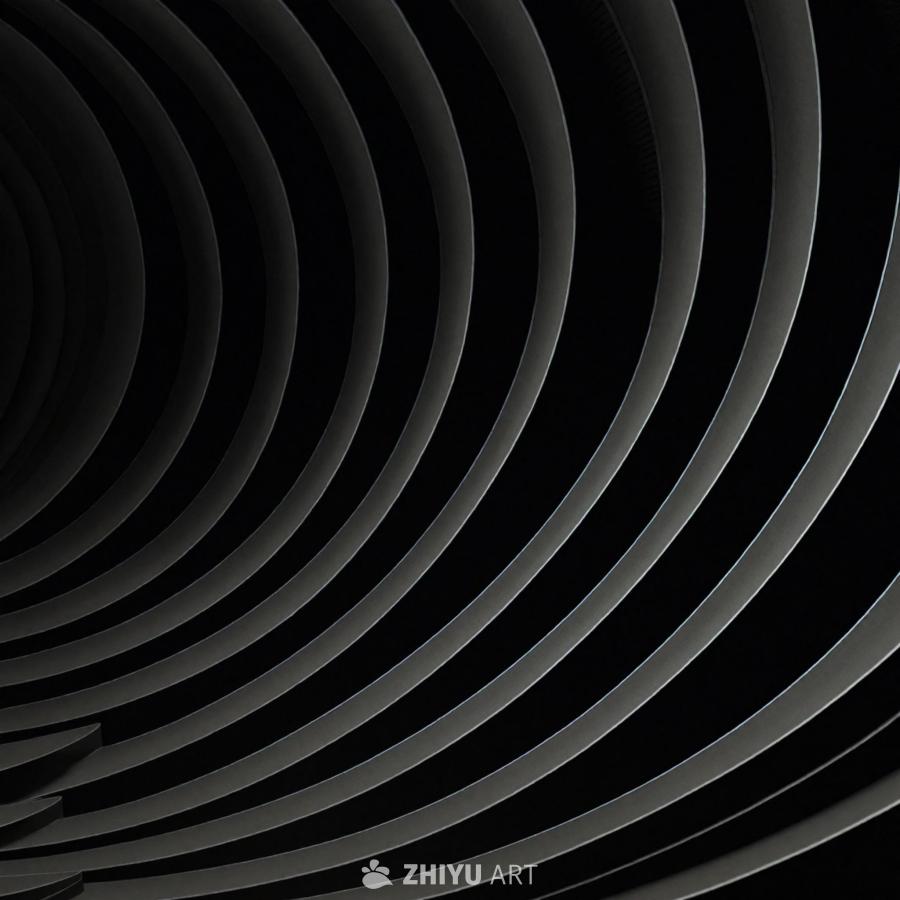 一系列相互连接的弧形线条以圆形图案排列，线条颜色主