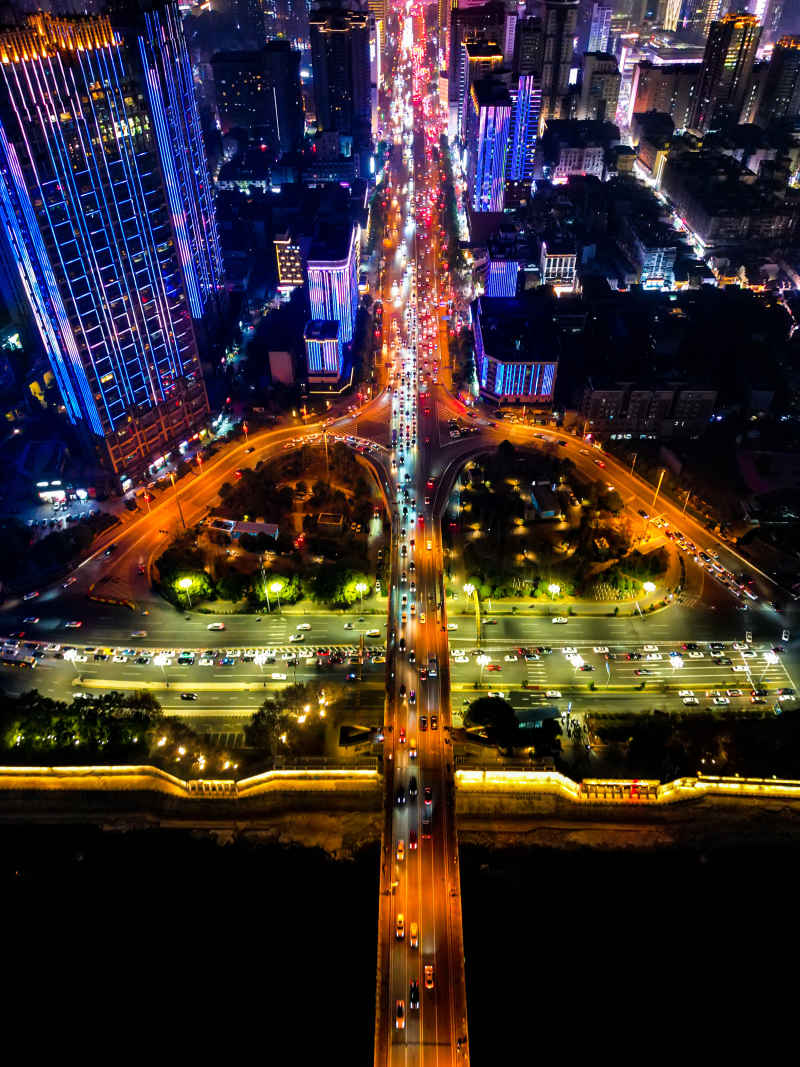 湖南长沙城市风光航拍摄影图 
