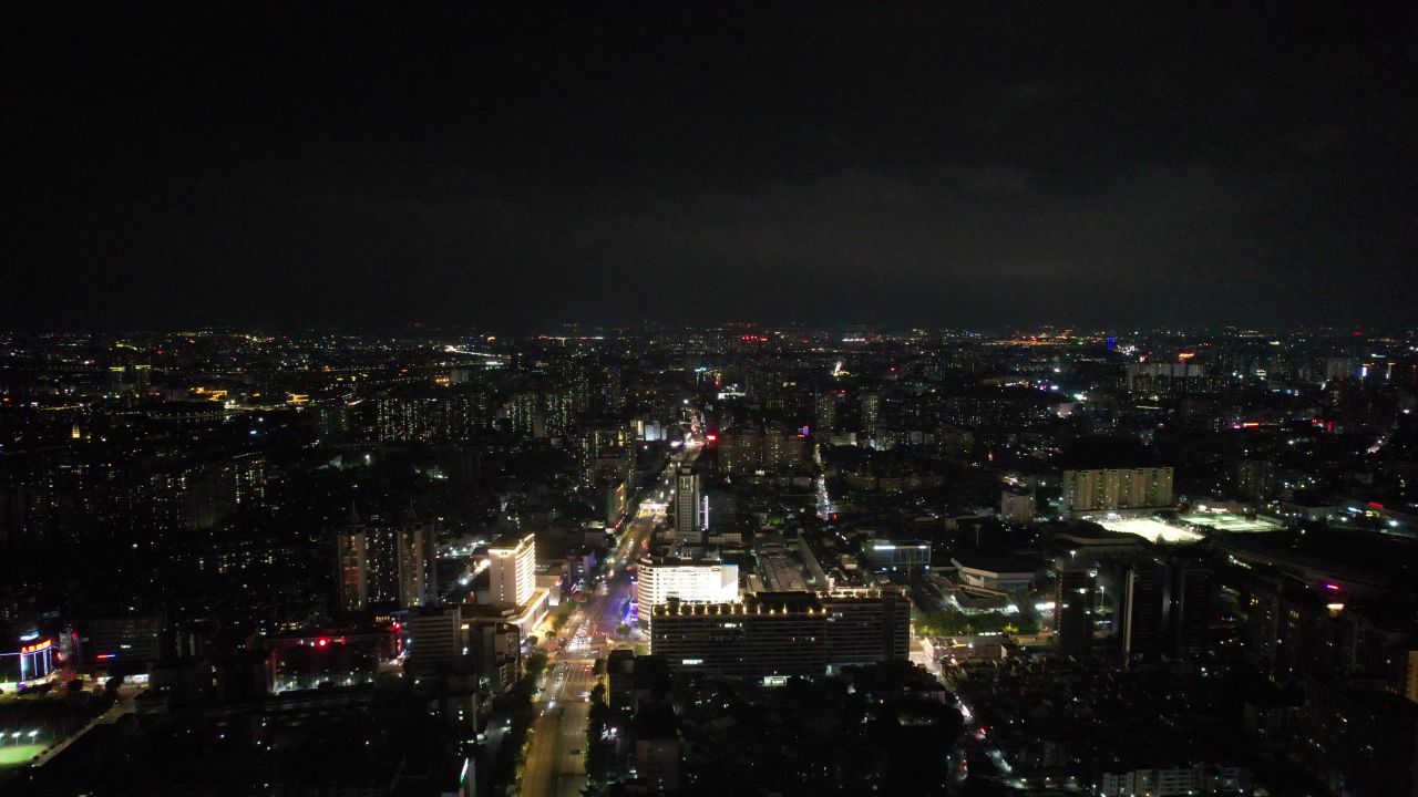 广东东莞城市夜景灯光航拍