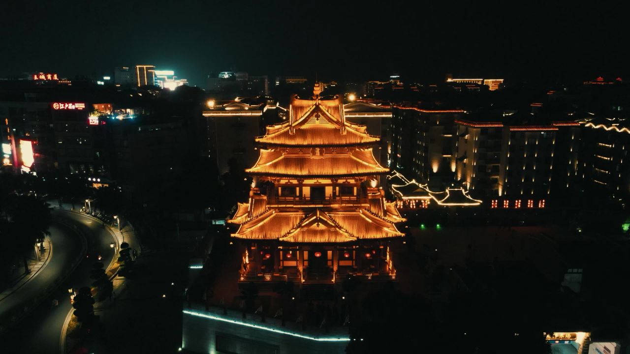 旅游景区广西桂林逍遥楼夜景延时