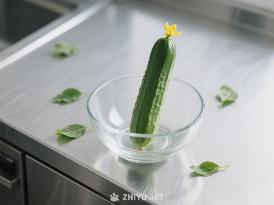 带花黄瓜置于透明碗中 173