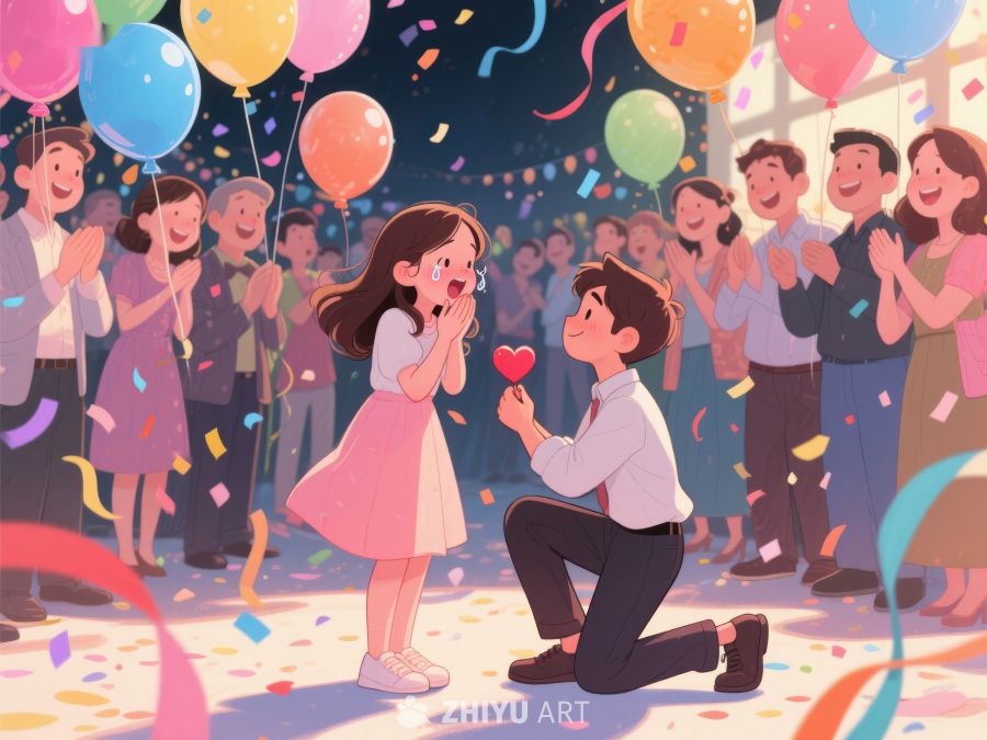 浪漫求婚现场，众人见证幸福时刻 428