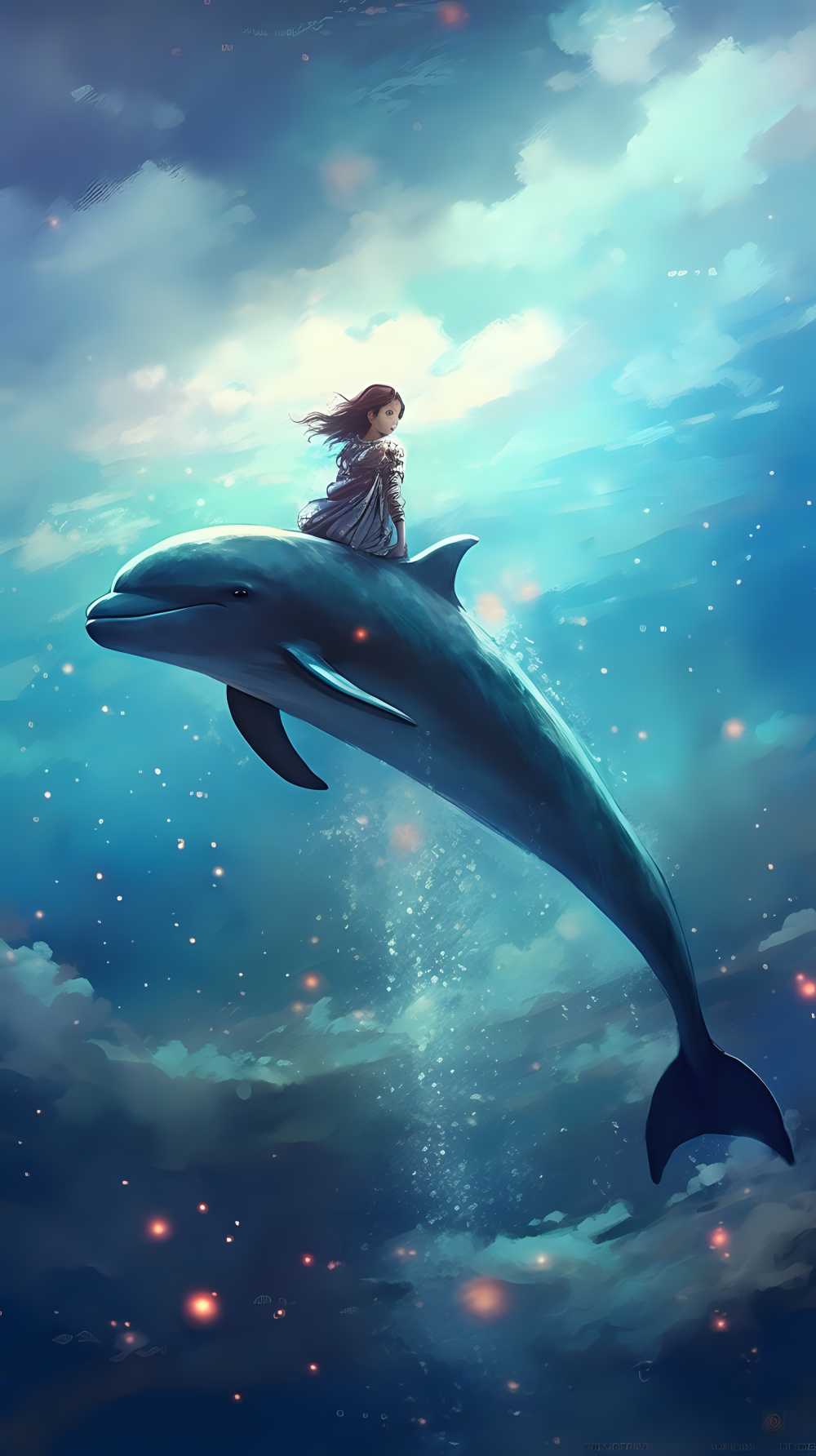 骑在海豚上的女孩，星星艺术团的风格