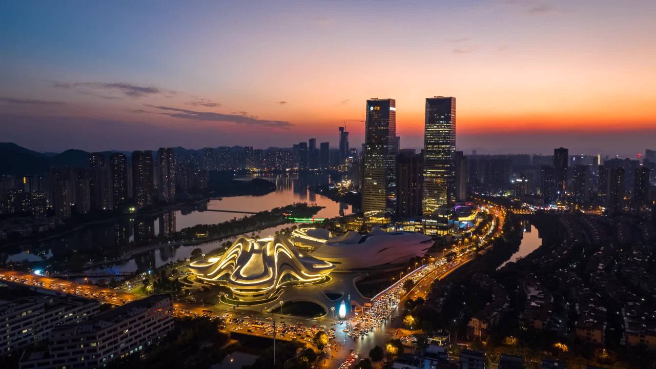 湖南长沙梅溪湖城市风光延时航拍 3