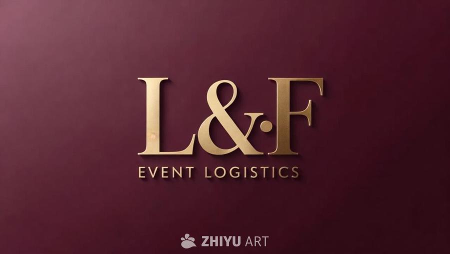深酒红色的背景上呈现着金色的“L & F”字母组合