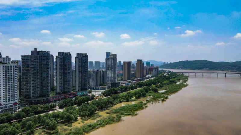 湖南株洲城市风光航拍 