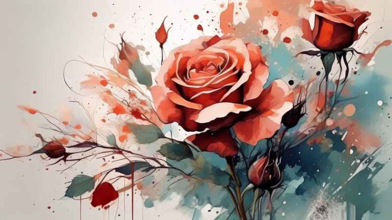 抽象花卉玫瑰插画 32