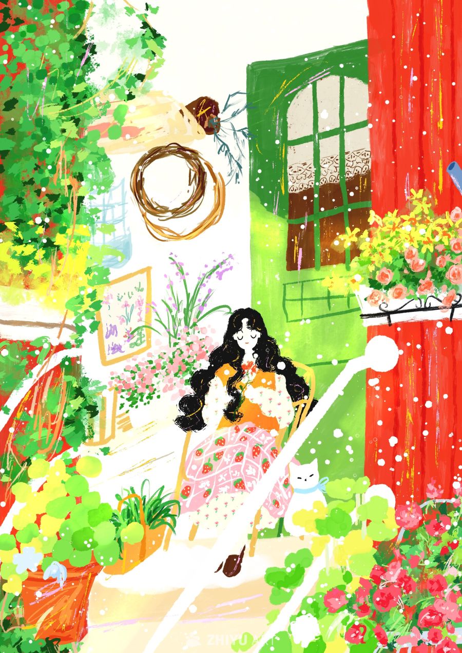 原创治愈插画作品素材四季节气节日自然 82