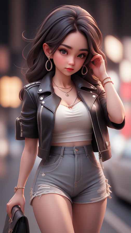 牛仔女孩酷酷的